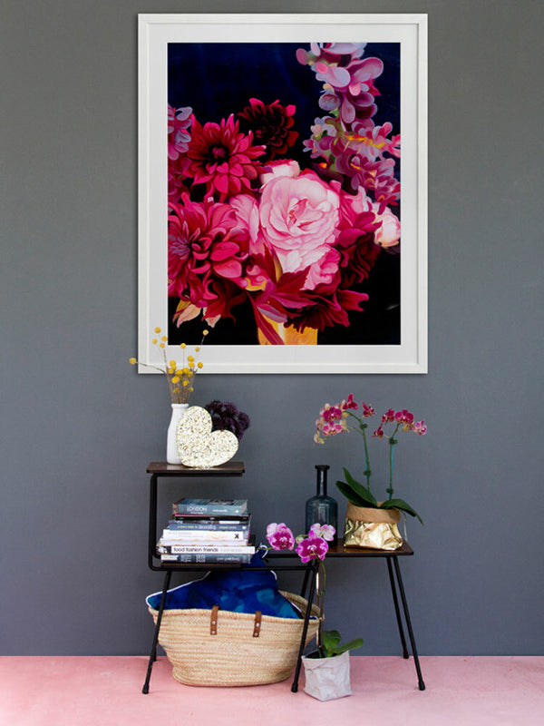Midnight Blooms Framed Art Print | Lifestyle