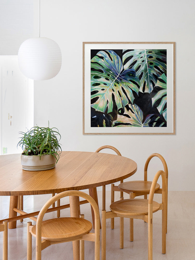 Midnight Monstera I Framed Art Print