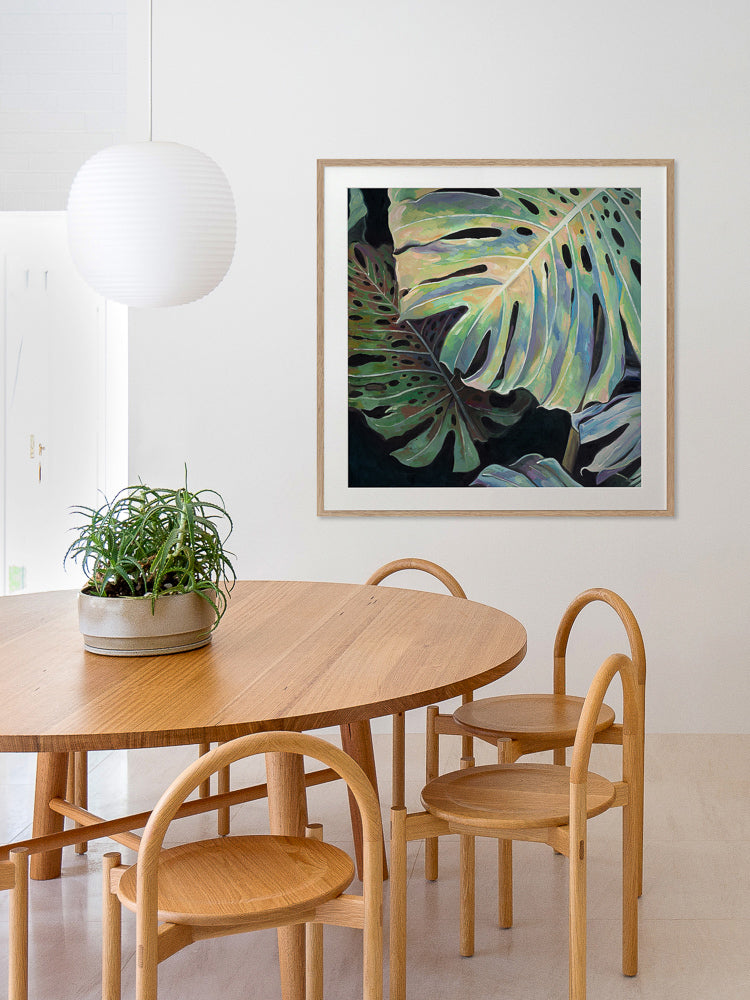 Midnight Monstera II Framed Art Print