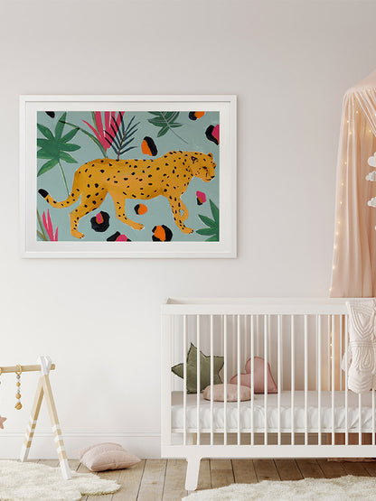 Walking Cheetah Framed Art Print