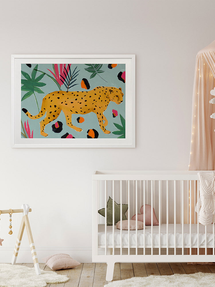 Walking Cheetah Framed Art Print | Lifestyle
