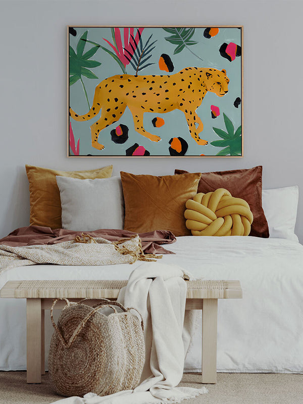 Walking Cheetah Canvas Art Print | Lifestyle