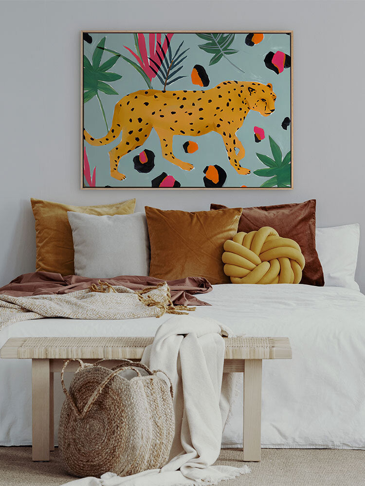 Walking Cheetah Canvas Art Print | Lifestyle