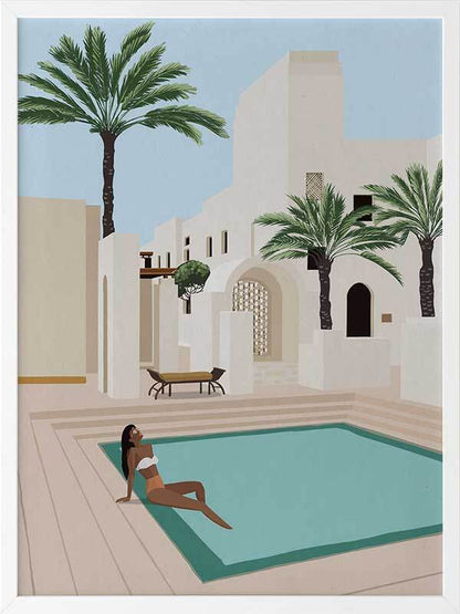 Poolside Paige Framed Art Print