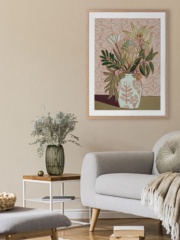Protea Posy Framed Art Print | Lifestyle