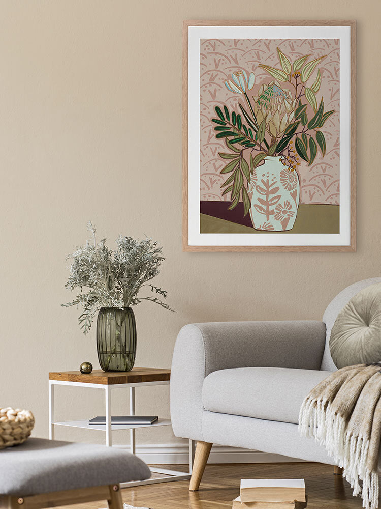 Protea Posy Framed Art Print | Lifestyle