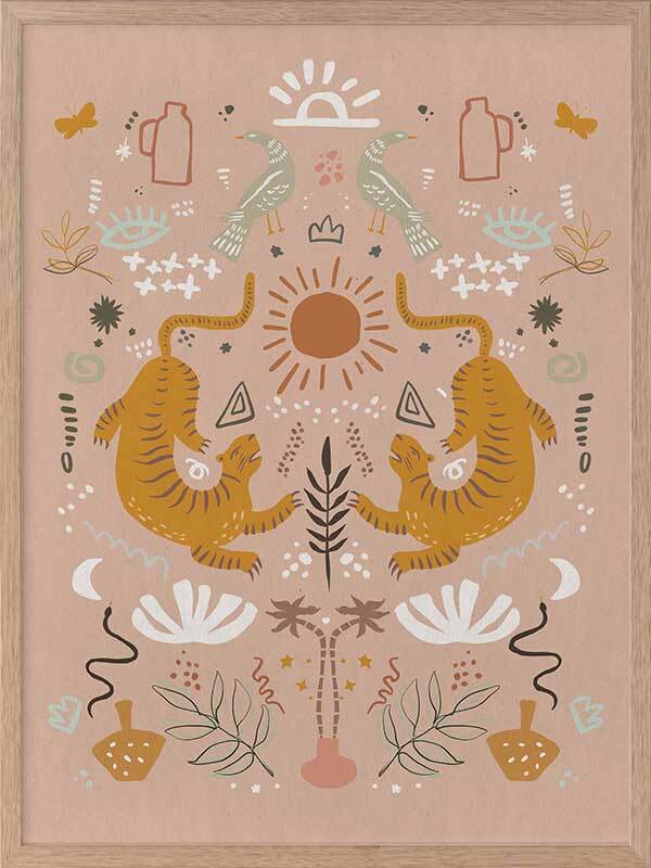 Sun Tiger Framed Art Print