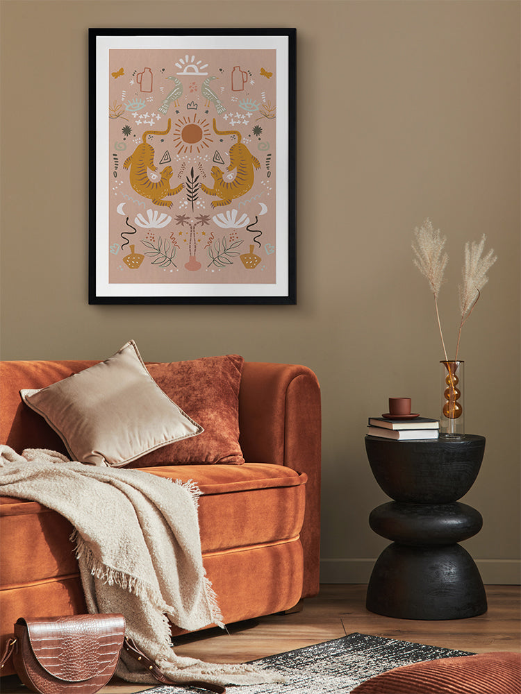 Sun Tiger Framed Art Print | Lifestyle