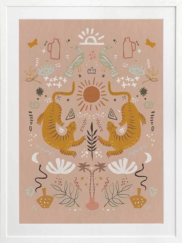 Sun Tiger Framed Art Print