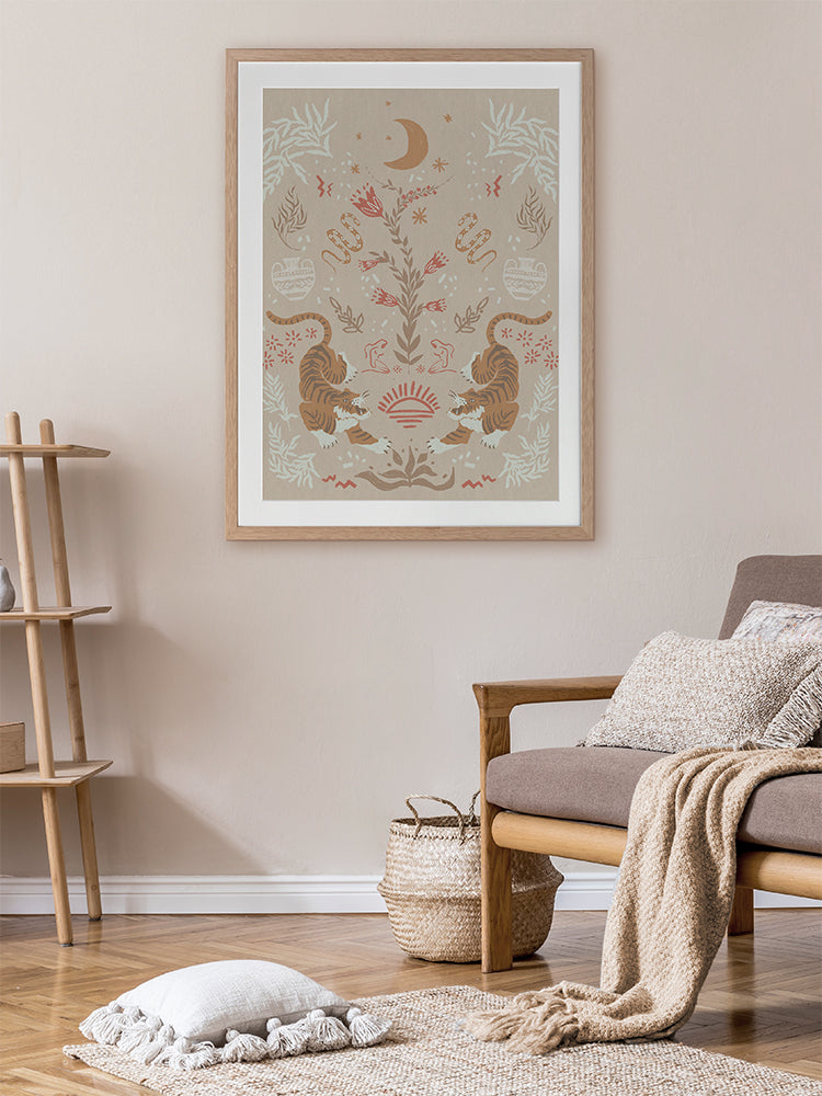 Tapestry Tigress Framed Art Print | Lifestyle