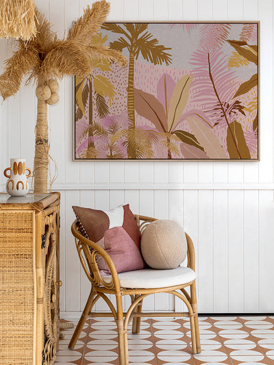 Pink Palms Canvas Art Print | Lifestyle