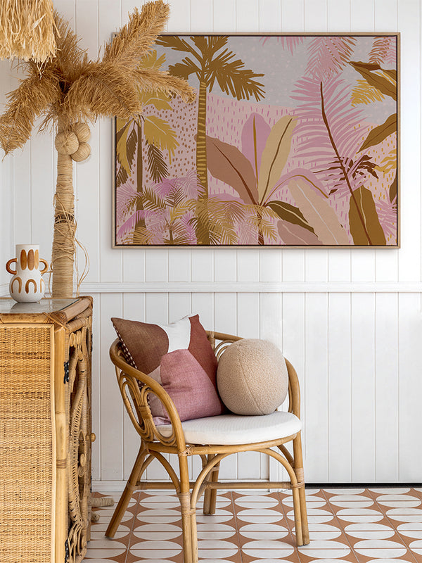 Pink Palms Canvas Art Print | Lifestyle