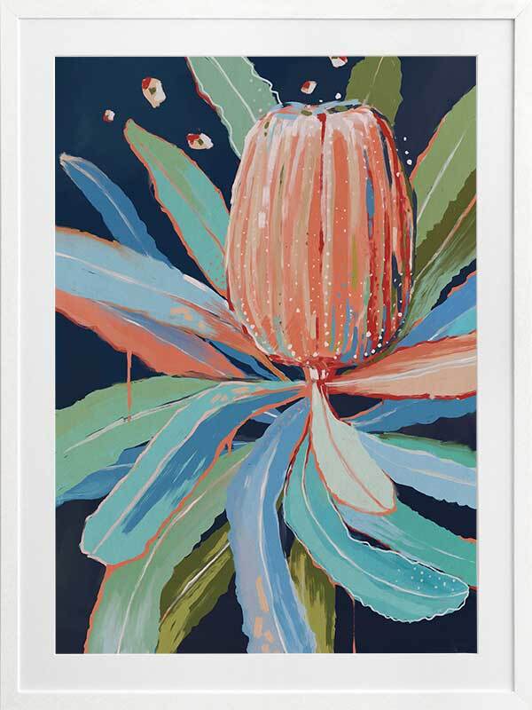 Coral Banksia Framed Art Print