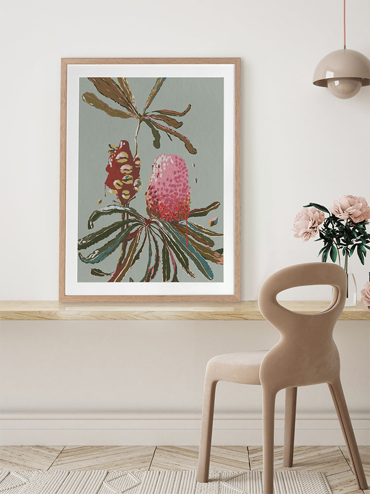 Sage Banksia Framed Art Print