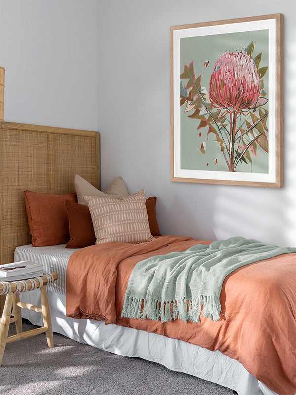 Sage Waratah Framed Art Print | Lifestyle