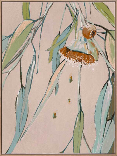 Neutral Flowering Gum I - Oak Box Frame Canvas - 90x120 - Portrait - Sale