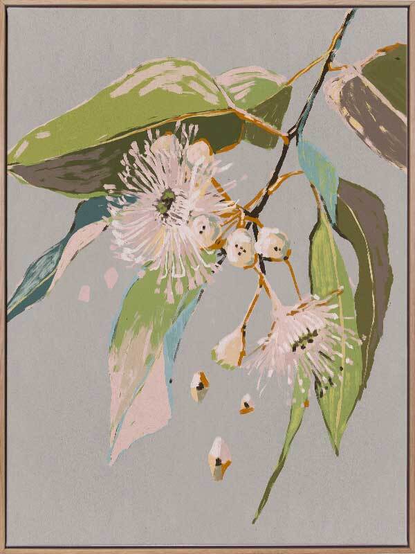 Neutral Flowering Gum II - Oak Box Frame Canvas - 90x120 - Portrait - Sale