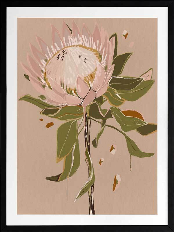 Neutral Protea Framed Art Print