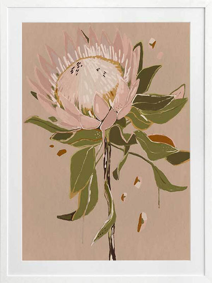 Neutral Protea Framed Art Print