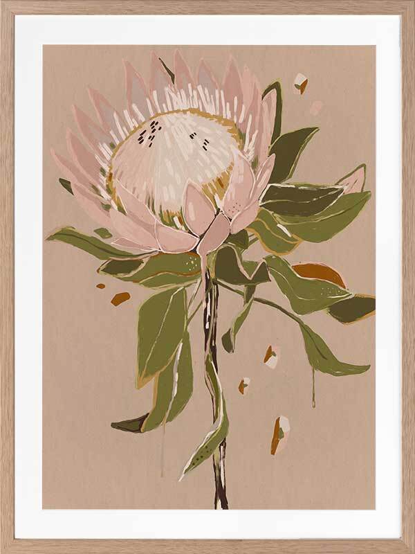 Neutral Protea Framed Art Print