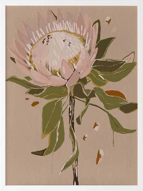 Neutral Protea Framed Art Print