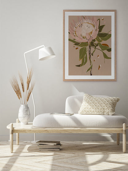 Neutral Protea Framed Art Print