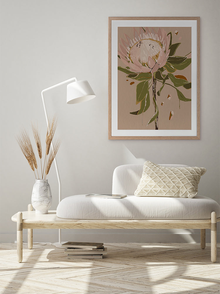 Neutral Protea Framed Art Print | Lifestyle