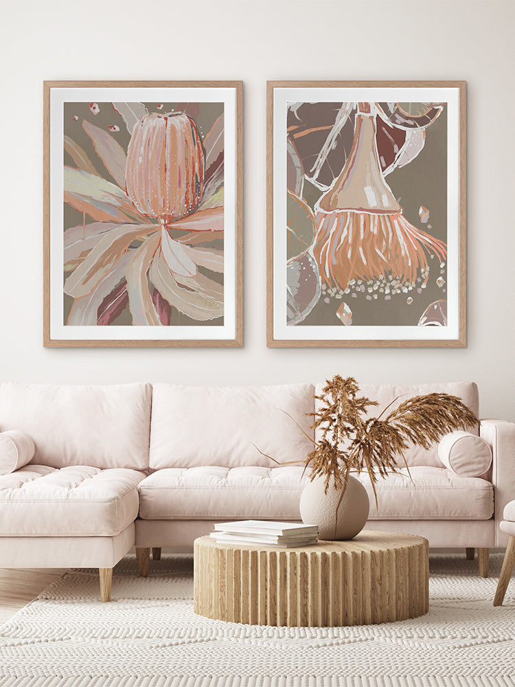 Peach Flowering Gum Framed Art Print | Lifestyle