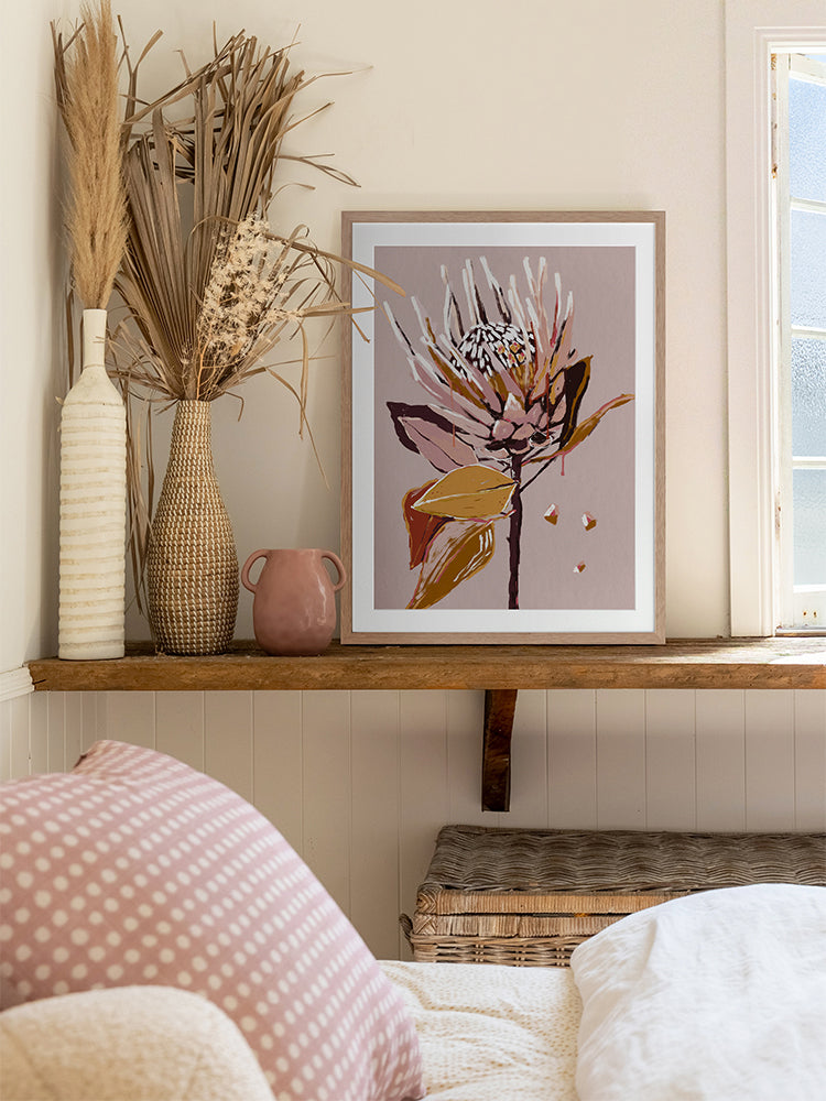 Blush Protea Framed Art Print