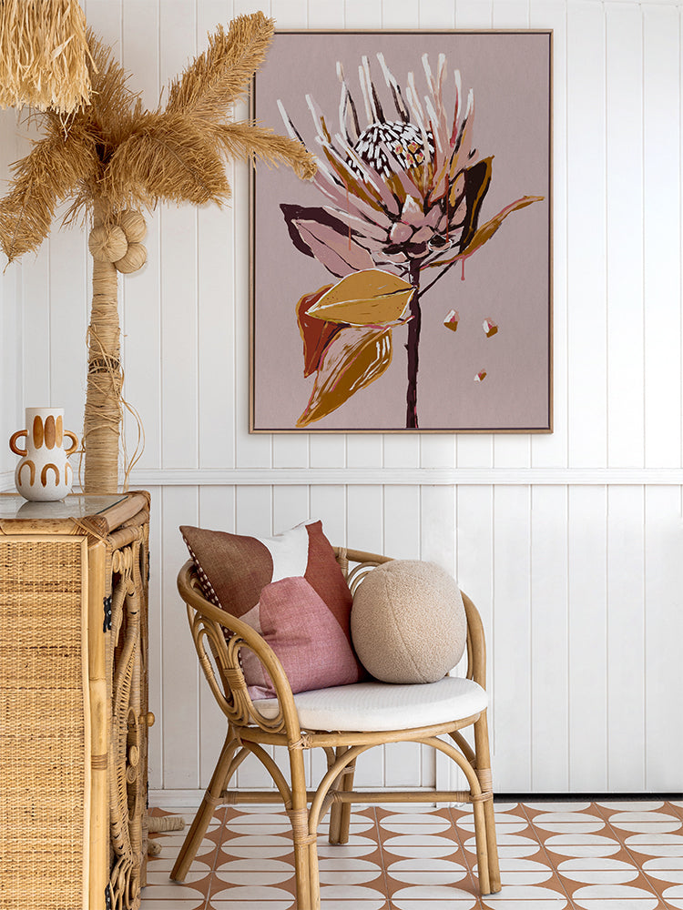 Blush Protea Canvas Art Print | Lifestyle
