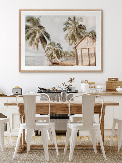 Hut by the Sea Framed Art Print | Lifestyle