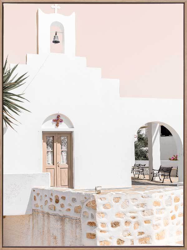 Santorini Chapel Canvas Art Print