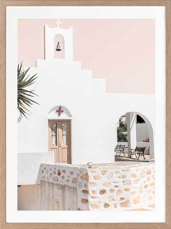 Santorini Chapel Framed Art Print