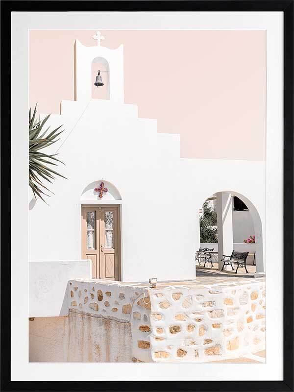 Santorini Chapel Framed Art Print