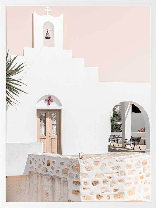 Santorini Chapel Framed Art Print