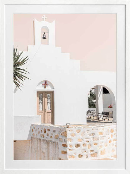 Santorini Chapel Framed Art Print