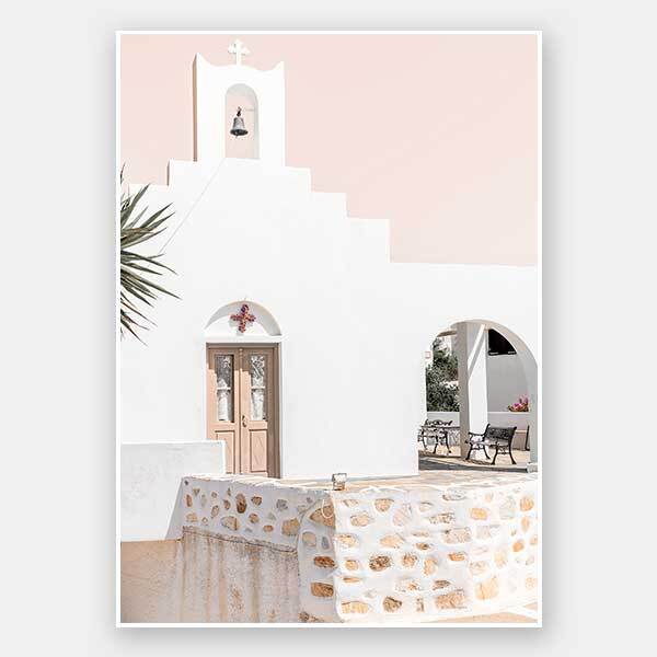 Santorini Chapel Unframed Art Print