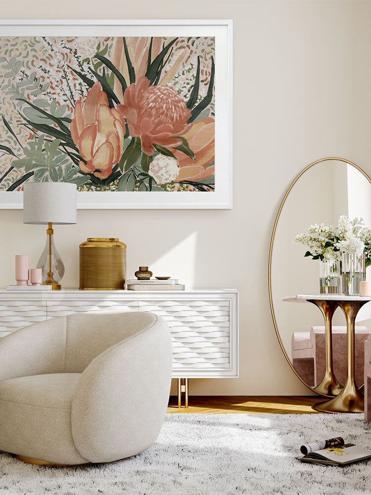Floral Blush II Framed Art Print | Lifestyle