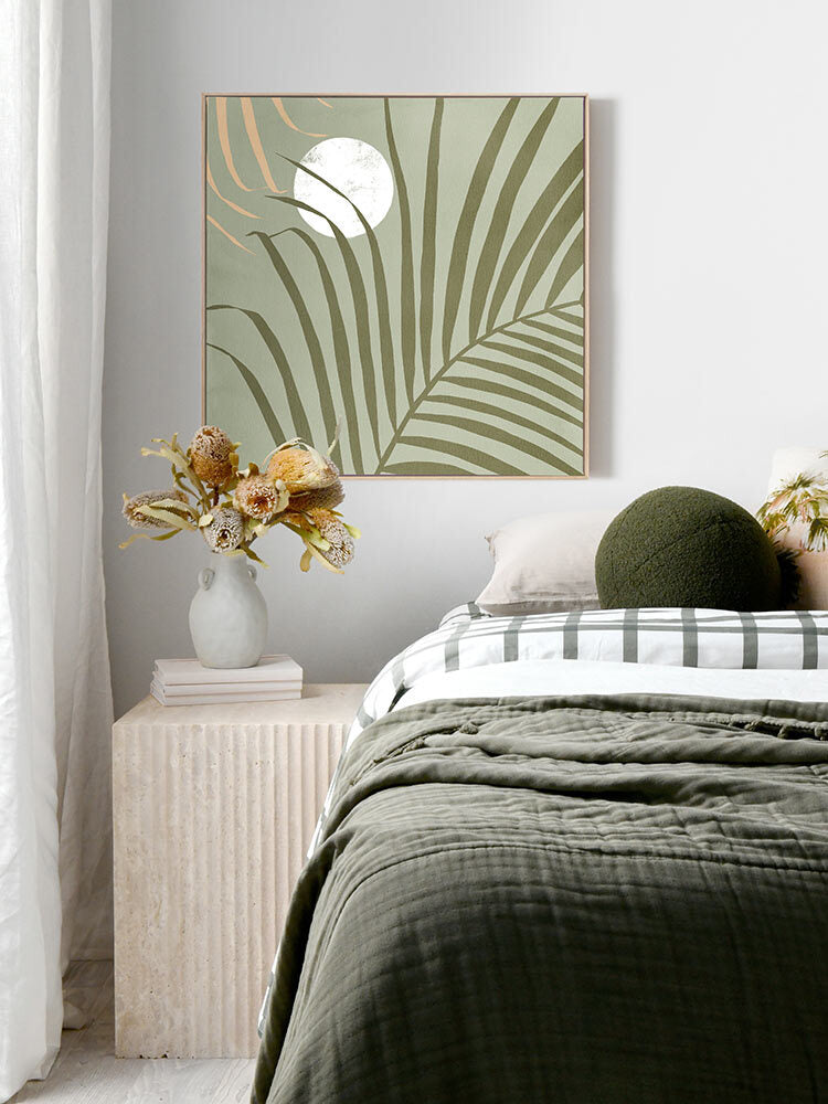 Sunset Palm Green Canvas Art Print | Lifestyle