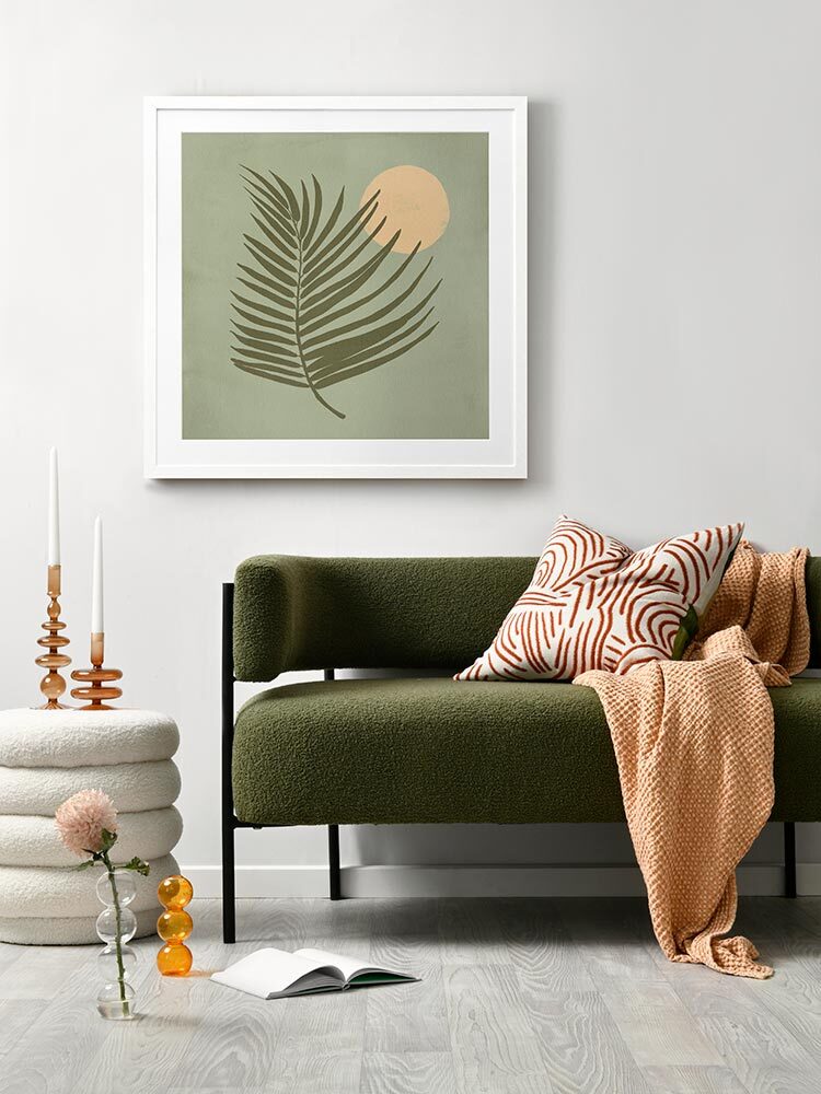Sunrise Palm Green Framed Art Print | Lifestyle