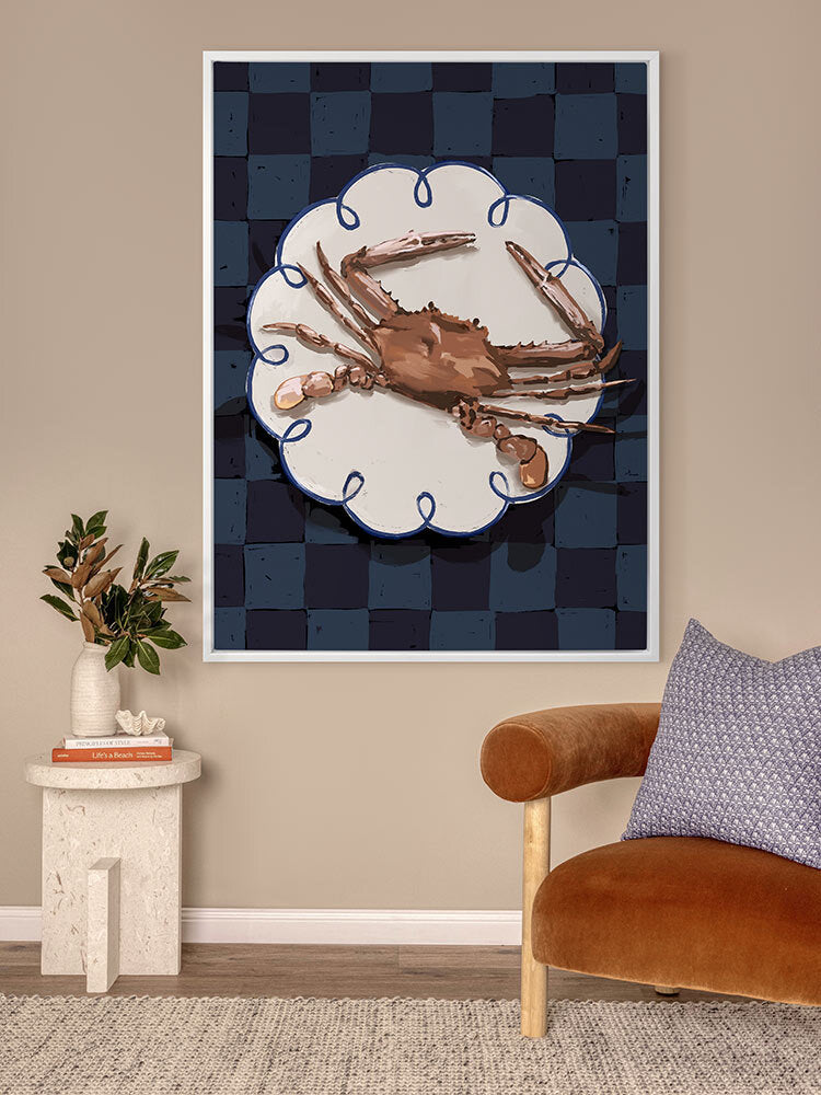 Crustacean Deep Blue Canvas Art Print | Lifestyle