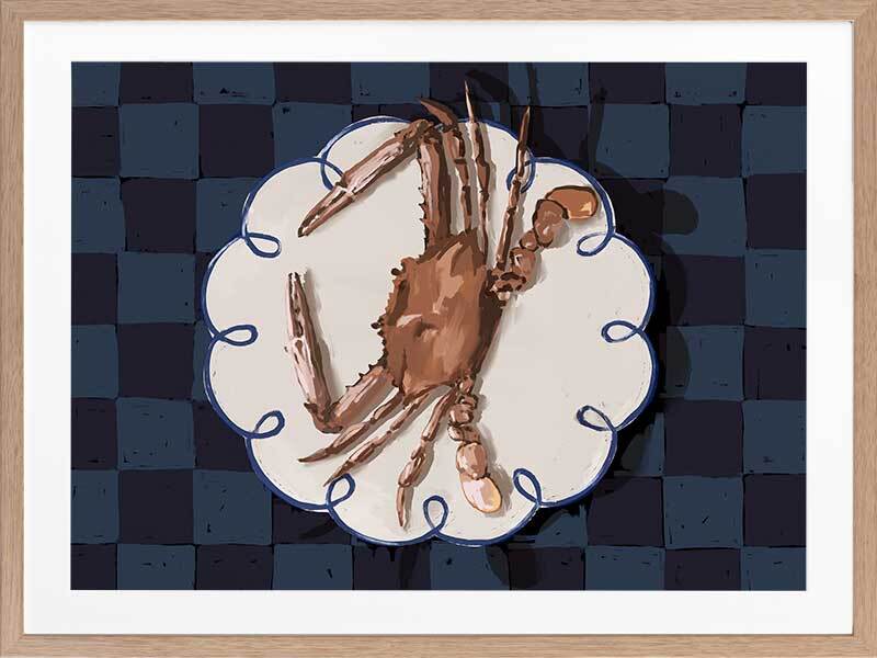 Crustacean Deep Blue Framed Art Print