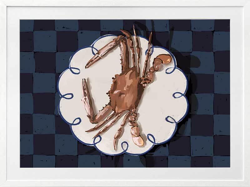 Crustacean Deep Blue Framed Art Print