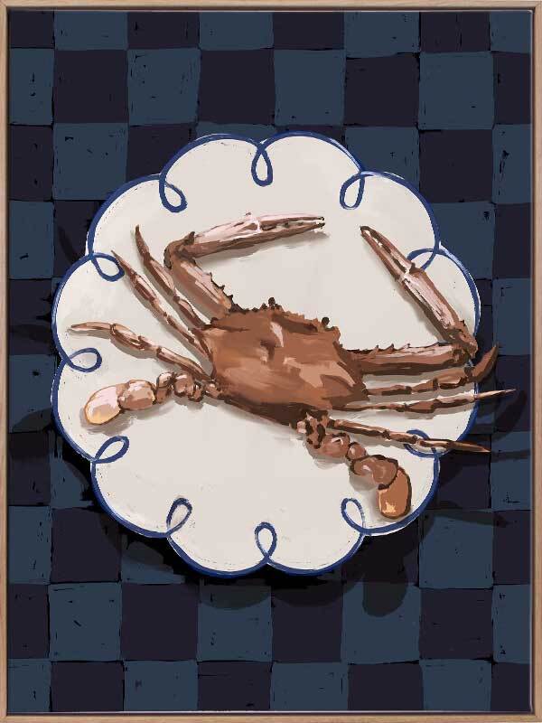 Crustacean Deep Blue Canvas Art Print