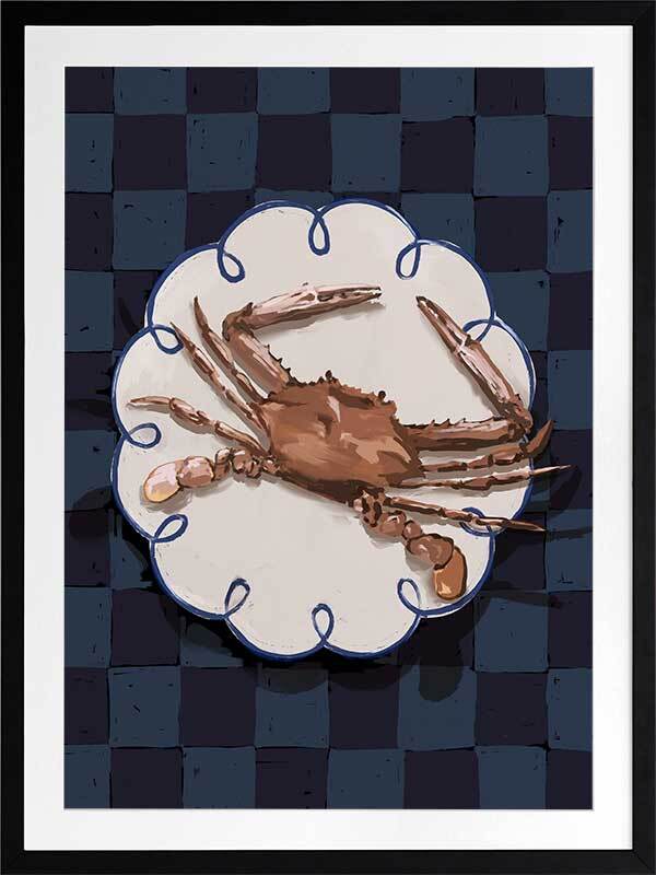 Crustacean Deep Blue Framed Art Print