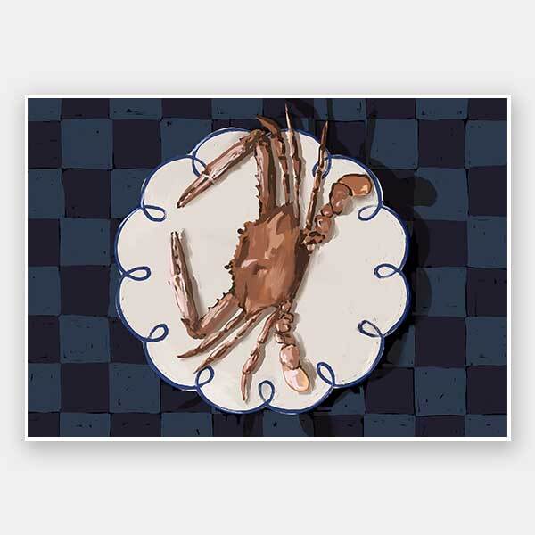 Crustacean Deep Blue Unframed Art Print