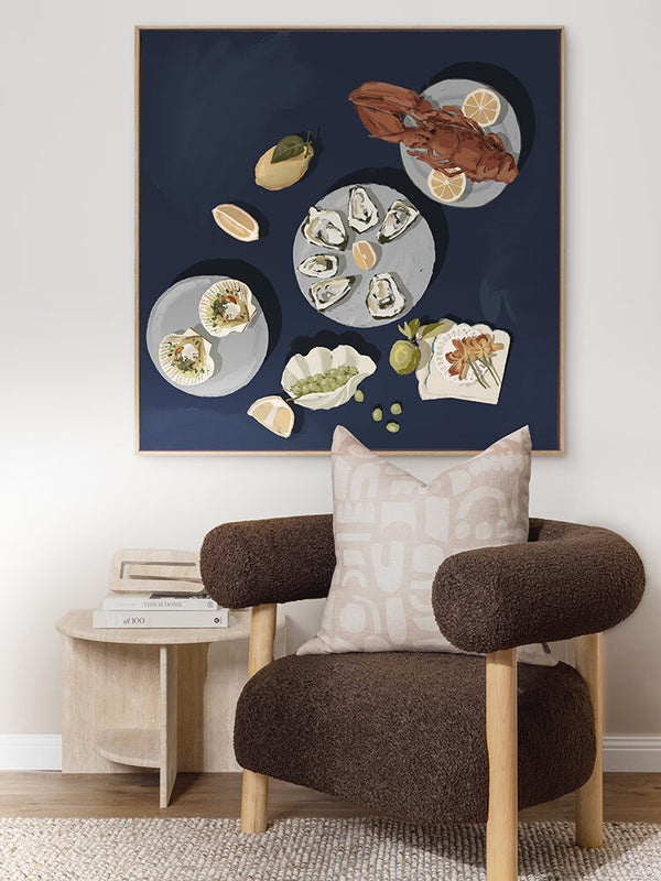 Family Gathering Deep Blue Canvas Art Print | Lifestyle