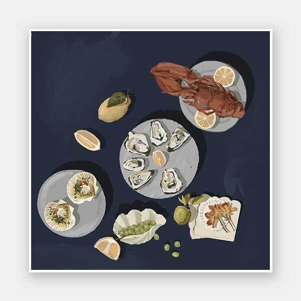 Family Gathering Deep Blue Unframed Art Print