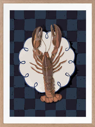 Freshwater Deep Blue - Frame Oak - With Mat - 55x70 - Portrait