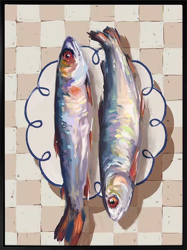 Catch of the Day Blue Canvas Art Print